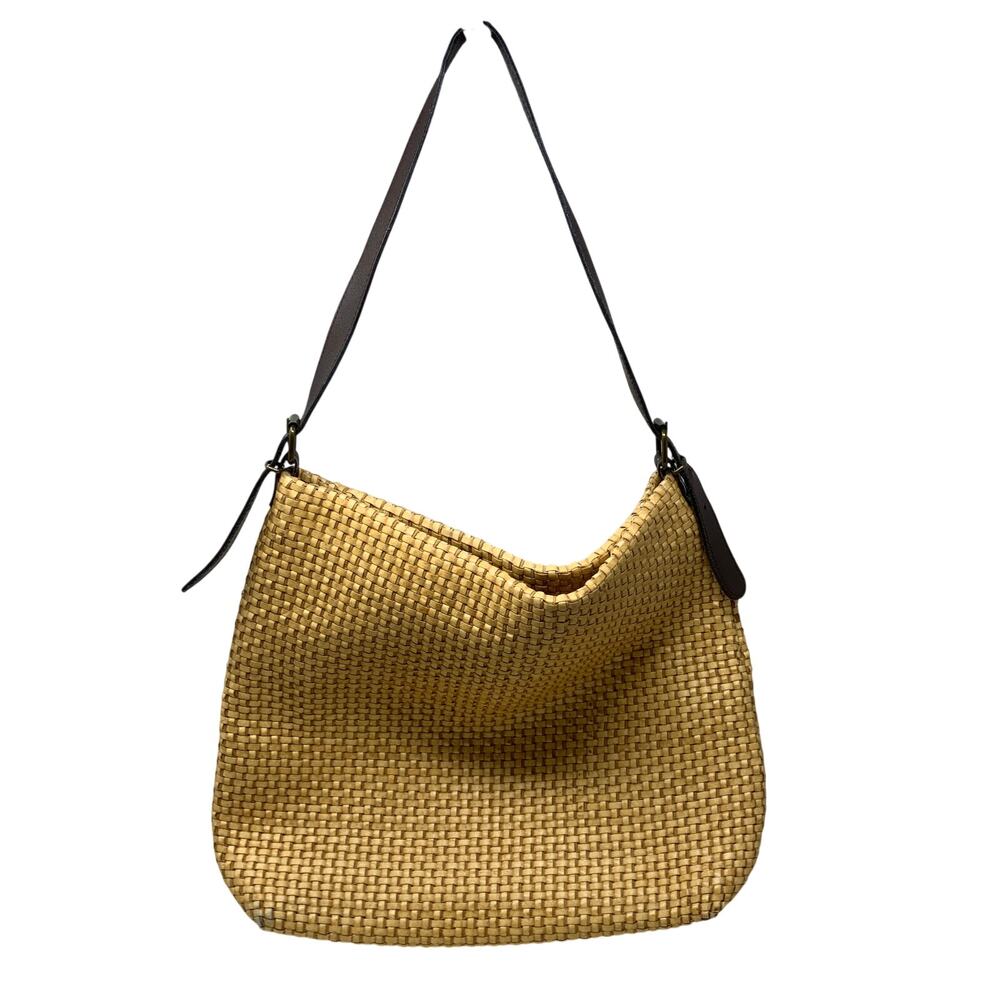 Maurizio Taiuti Woven Leather Hobo Bag Tan Italy Handbag Shoulder Boho